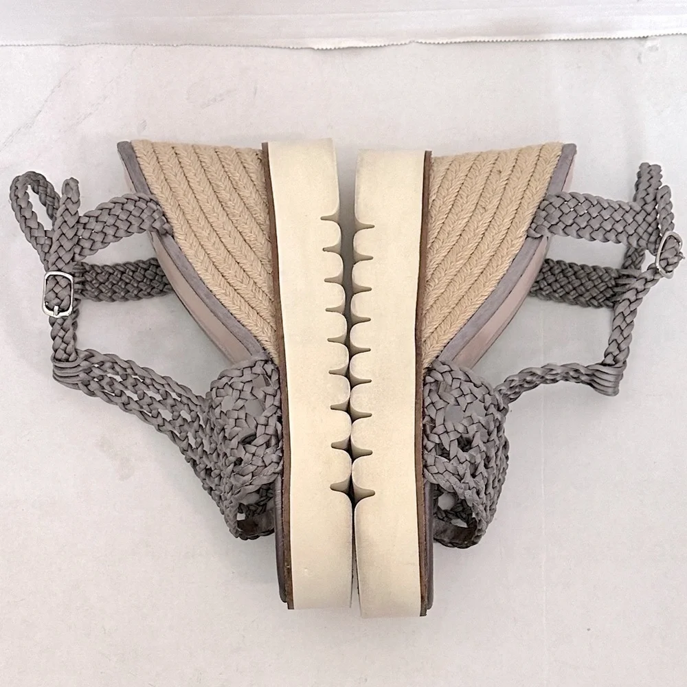 BIBI LOU X Anthropologie ARIEL WEDGE PLATFORM SANDAL IN COLOR NEUTRAL SIZE 39/8